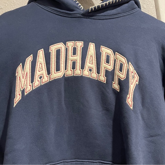 Madhappy Classic Logo Hoodie Navy Cream Stitch Embroidered Size M
